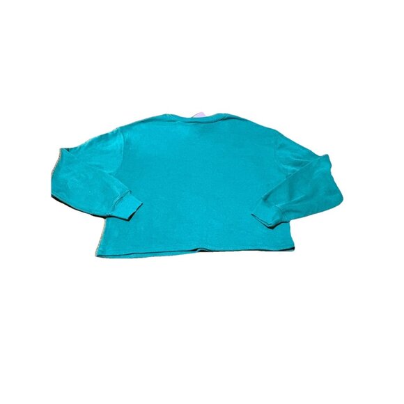 Hello Kitty Athletic Dept Crop Sweatshirt Green Varsity College Y2K Kawaii Sz M - Picture 5 of 5